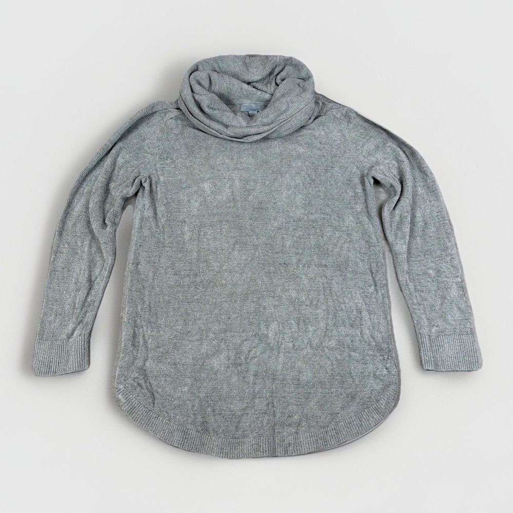 Barefoot Dreams CozyChic Ultra Lite Sweater Womens L Grey Cowl Neck BDWCU20680